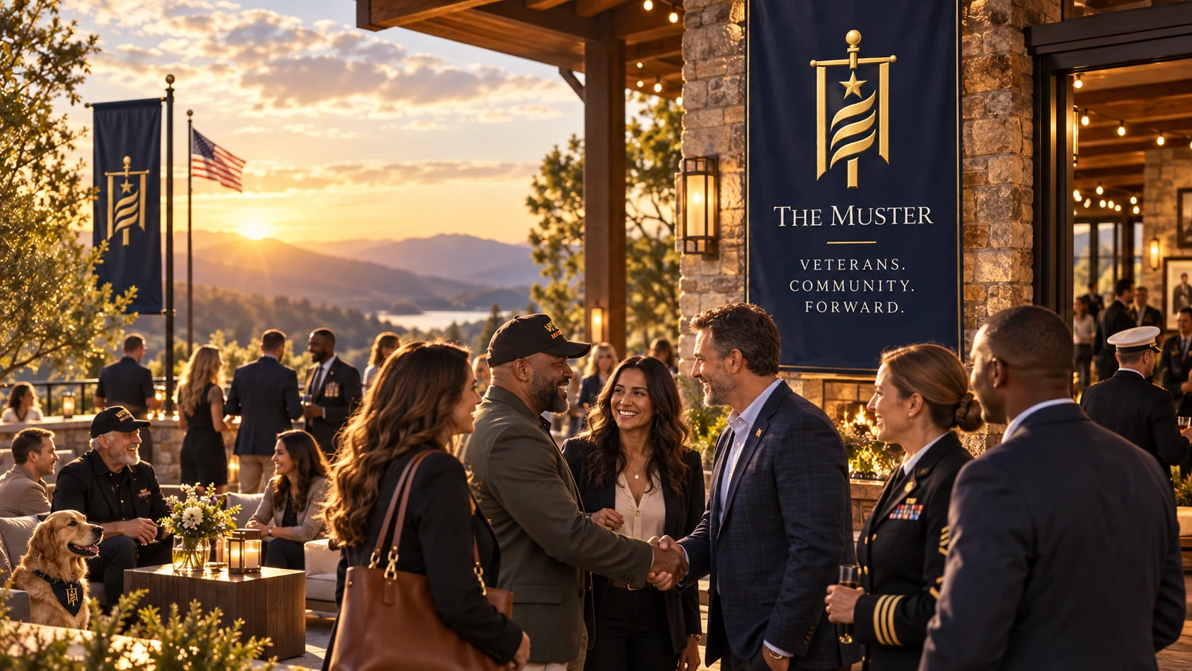 Veterans and community gathering at The Muster